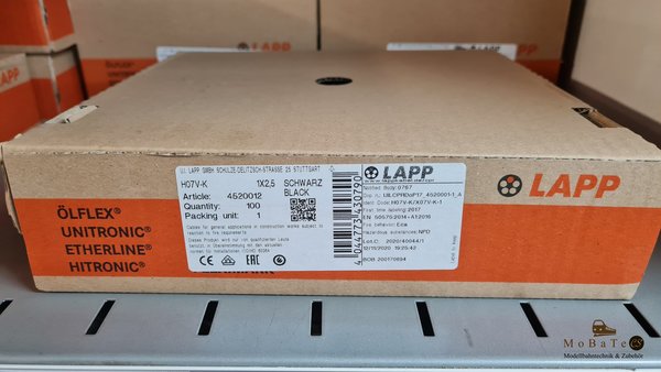 LAPP Aderleitung H07V-K 1x1,0 in verschiedenen Farben (Kartonpack mit 100 m) ab 13,45 €
